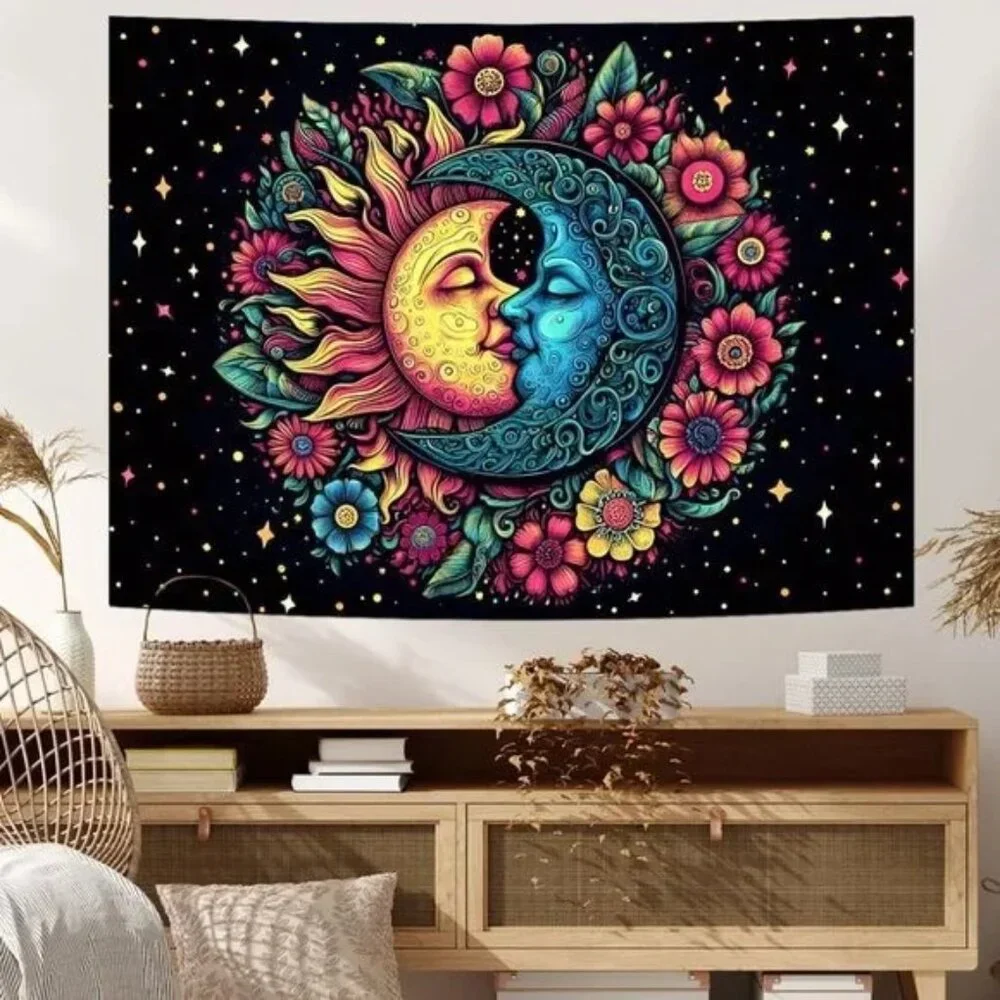 Stay Wild Moon Child Bohemian Sun Celestial Star Wall Decor Boho Tapestry NEW